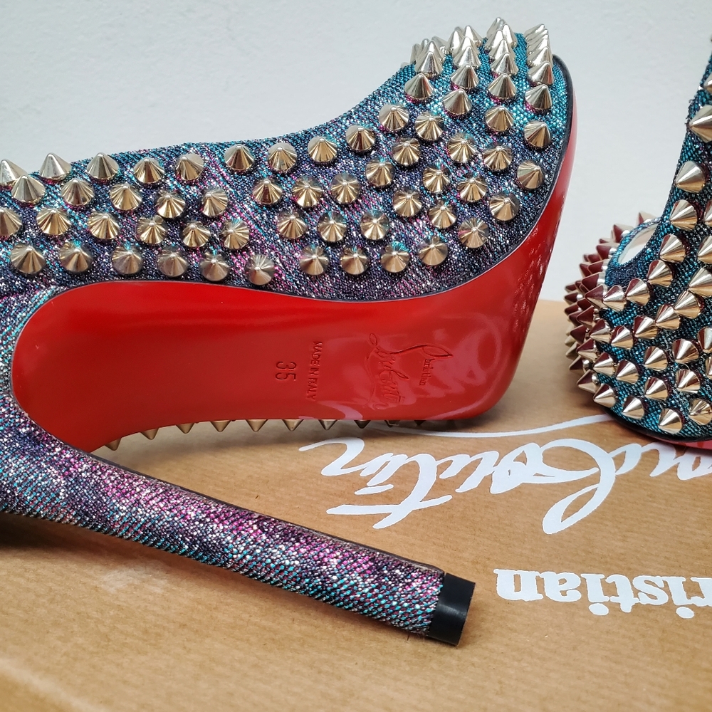 Christian Louboutin Flo Spikes 120 Turquoise Violet, 35 - Picture 8 of 10